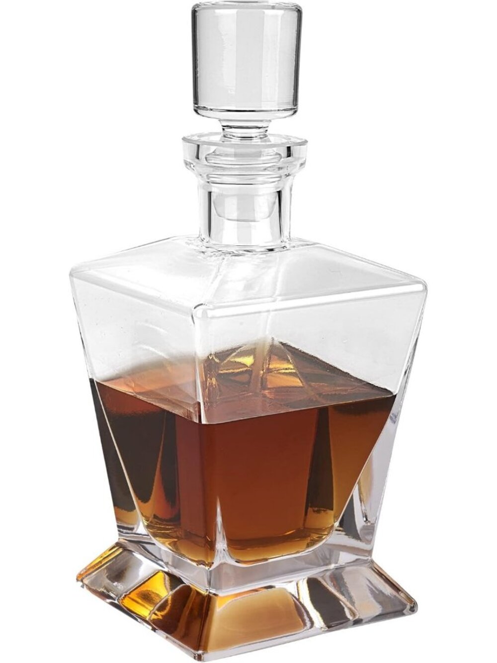 Elegant Lead-Free Crystal Decanter - 28 oz Whiskey, Scotch, Bourbon Barware